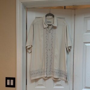 Tommy Bahama Cream Embroidered Camp Shirt